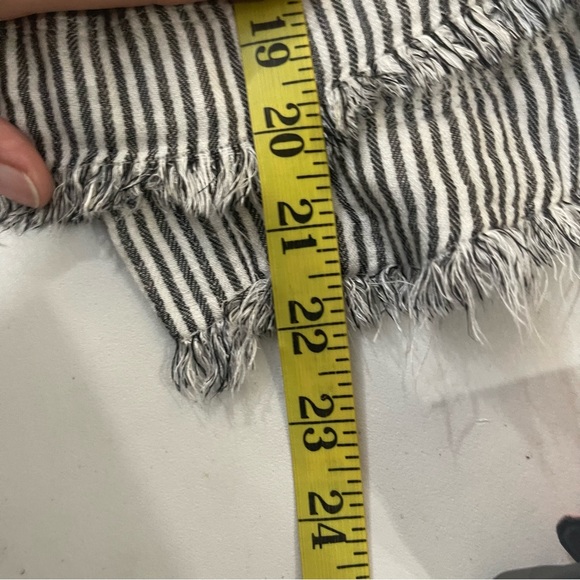 Cloth & Stone Raw Hem Lace Up Back Striped Top Size XS - Picture 6 of 7